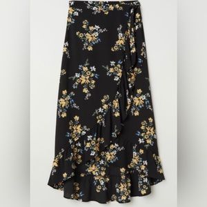 Divided H&M Black Floral Maxi Skirt